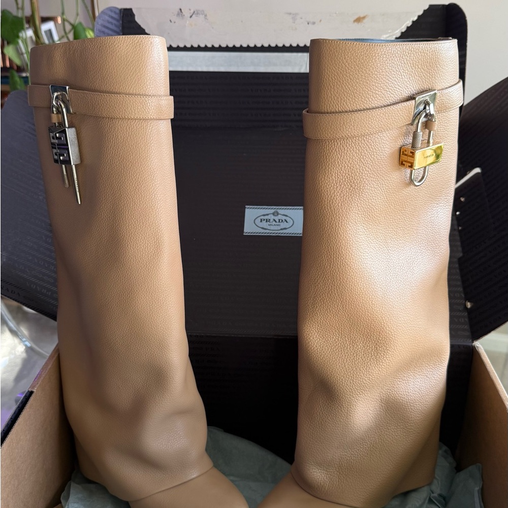 Givenchy Taupe Leather Bag with Gold Accent